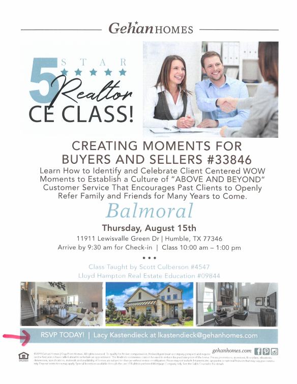 CREATING MOMENTS CLASS AUG 15 2019, Soctt Culberson Real Esate Instructor